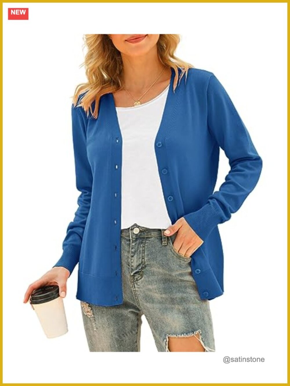 Women's Classic Knit Cardigan Long Sleeve Button Front V Neck Sweater